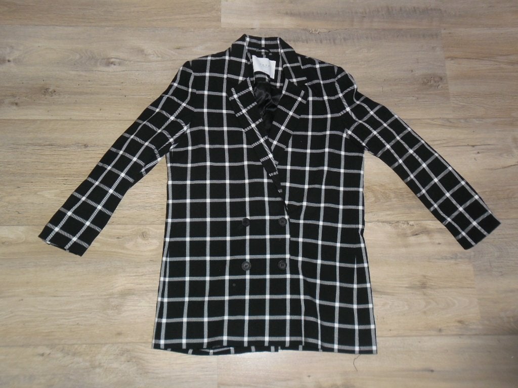 Yaya Women Zwart/Witte Geruite Lange Blazer Jas Maat 38, Maat 38/40 (M), Zwart, Nieuw, Ophalen of Verzenden