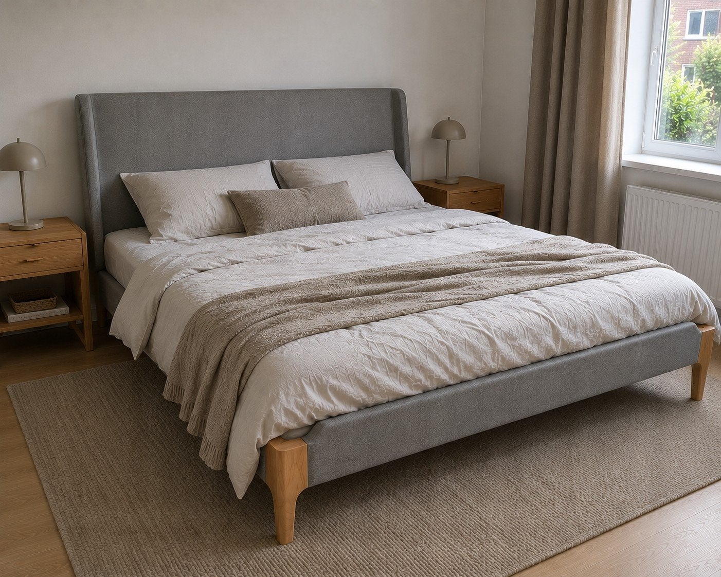 Roscoe bed van  Made in Cool Grey maat 180x200, Ophalen, Tweepersoons, 180 cm, 200 cm