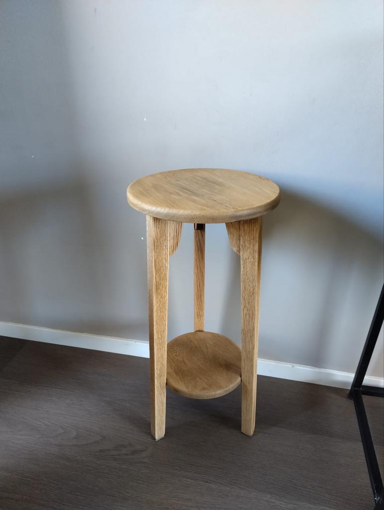 Eikenhouten plantenkrukje, Ophalen, Zo goed als nieuw, 1 kruk, Hout