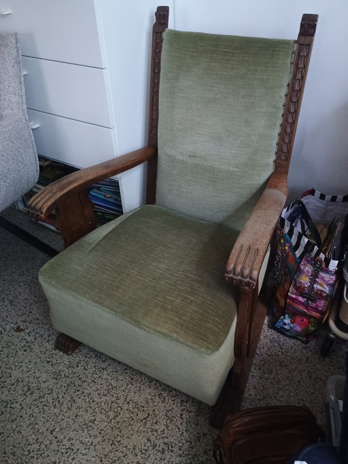 NU! €40,- 2 Groene antieke Fauteuils, Antiek en Kunst, Ophalen
