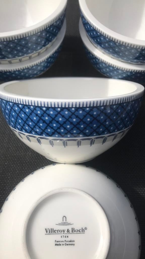 6 blauw-witte Villeroy & Boch kommen - NIEUW!, Nieuw, Ophalen of Verzenden, Kom(men), Overige stijlen