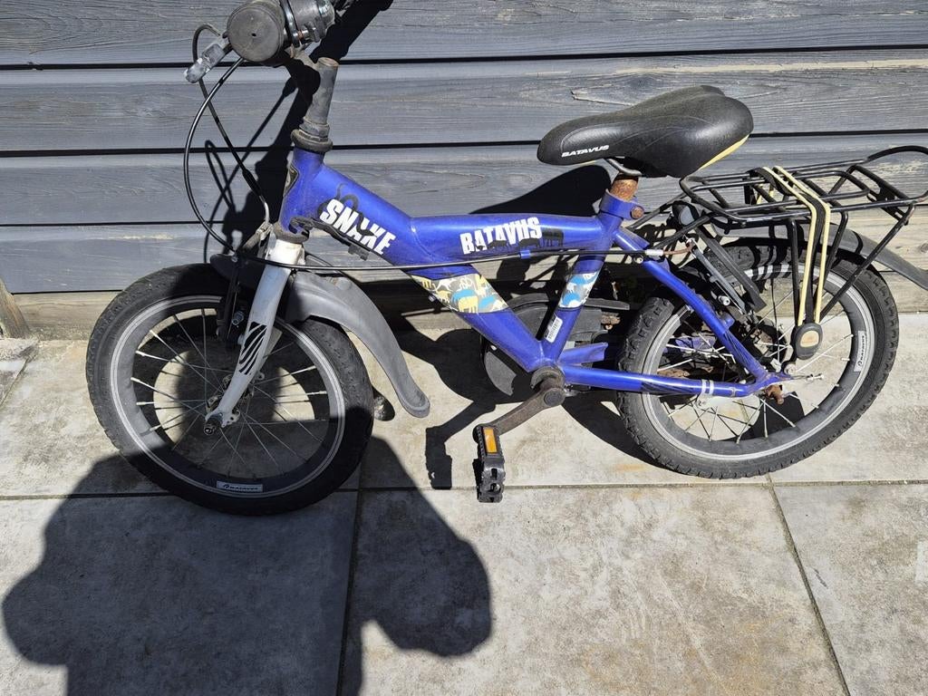 Batavus Snake kinderfiets 16 inch - Blauw  - opknapper, Fietsen en Brommers, Fietsen | Kinderfietsjes, Ophalen, Terugtraprem, Batavus