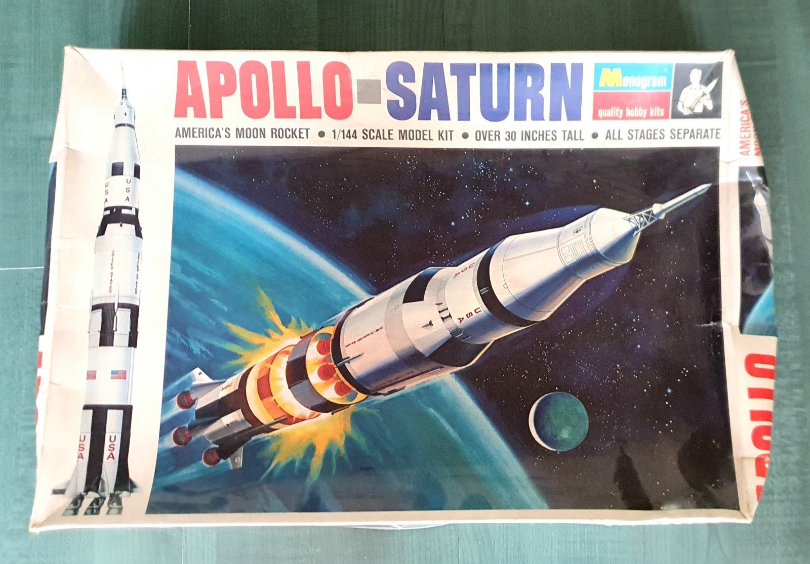 Monogram 1:144 Apollo Saturn Maan Raket Lege Bouwdoos 1968, Hobby en Vrije tijd, Ophalen of Verzenden, Gebruikt, 1:144 tot 1:200