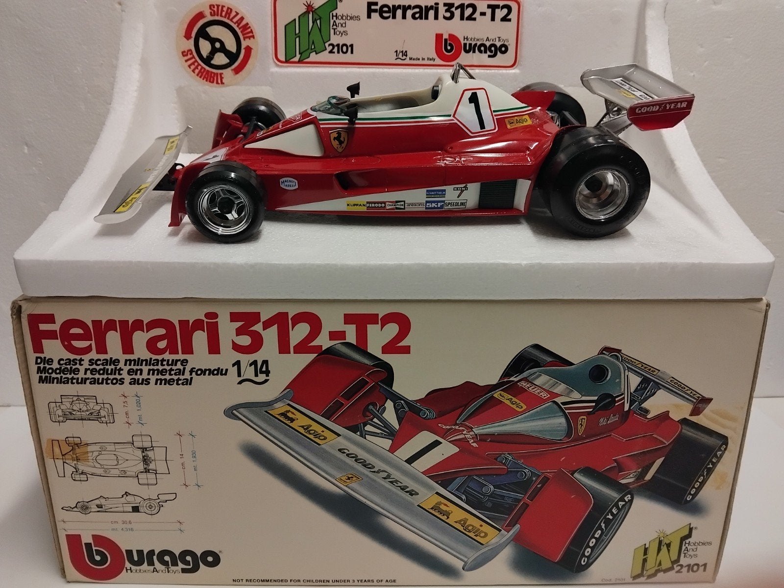 grote Ferrari 312 T2 N. Lauda old new stock Bburago 1:14 KRD, Ophalen of Verzenden, Zo goed als nieuw, 1:9 t/m 1:12, Auto