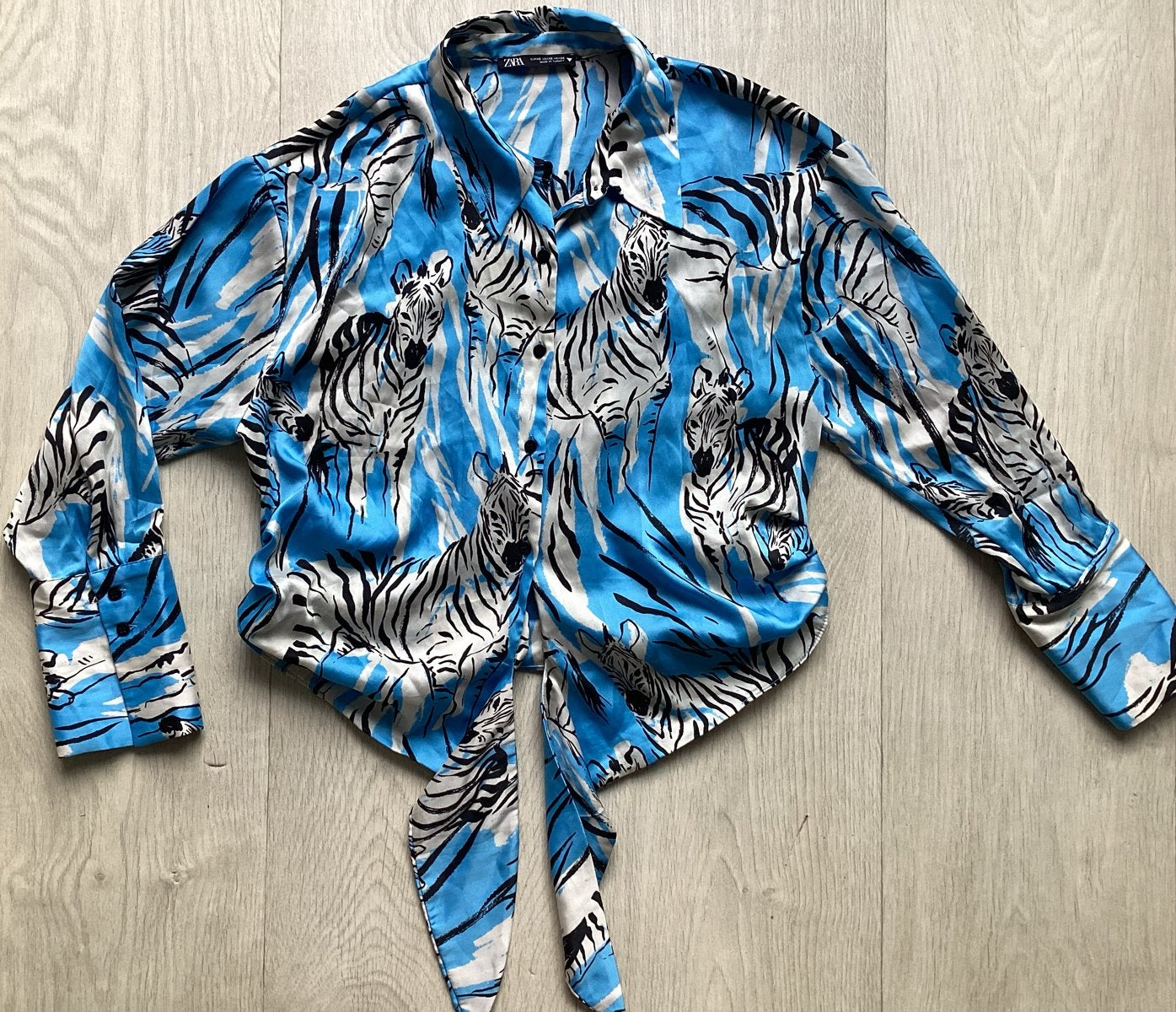 Zara blouse met zebraprint Maat XS, Ophalen of Verzenden, Zo goed als nieuw, Maat 34 (XS) of kleiner, Blauw