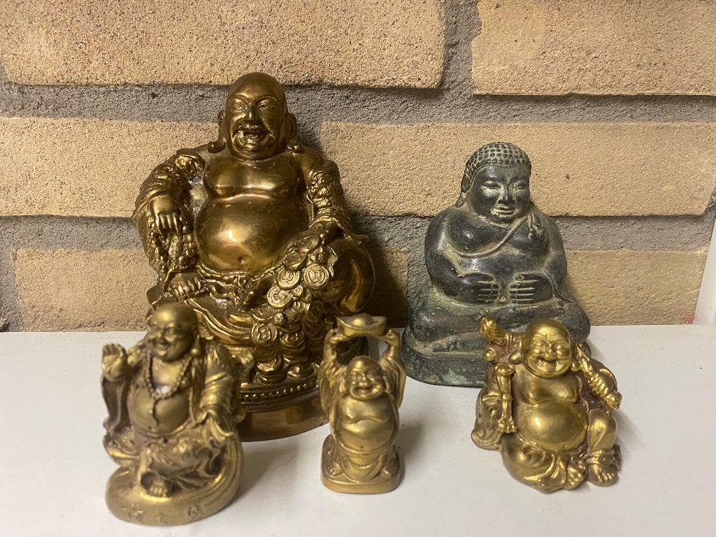 Verzameling Brons Happy boeddha beelden, Huis en Inrichting, Woonaccessoires | Boeddhabeelden, Ophalen of Verzenden, Zo goed als nieuw