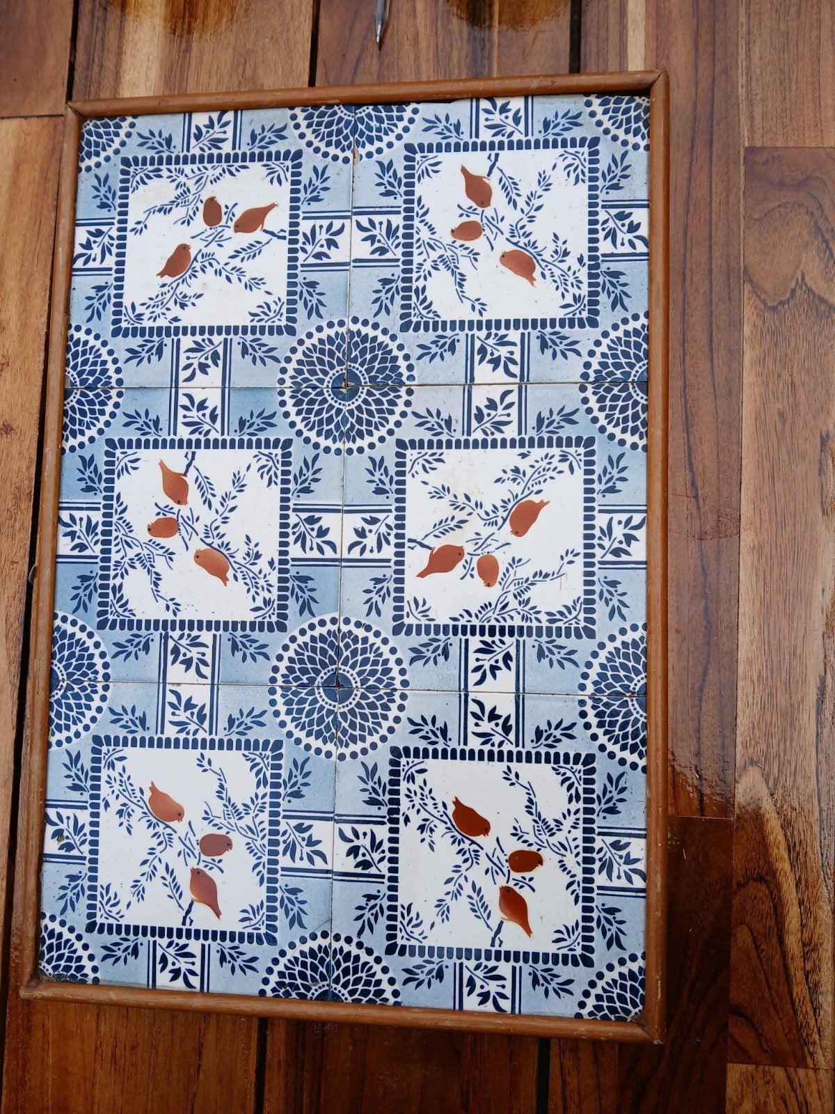Oude Tegeltableau met Vogeltjes op Takjes, Ophalen of Verzenden