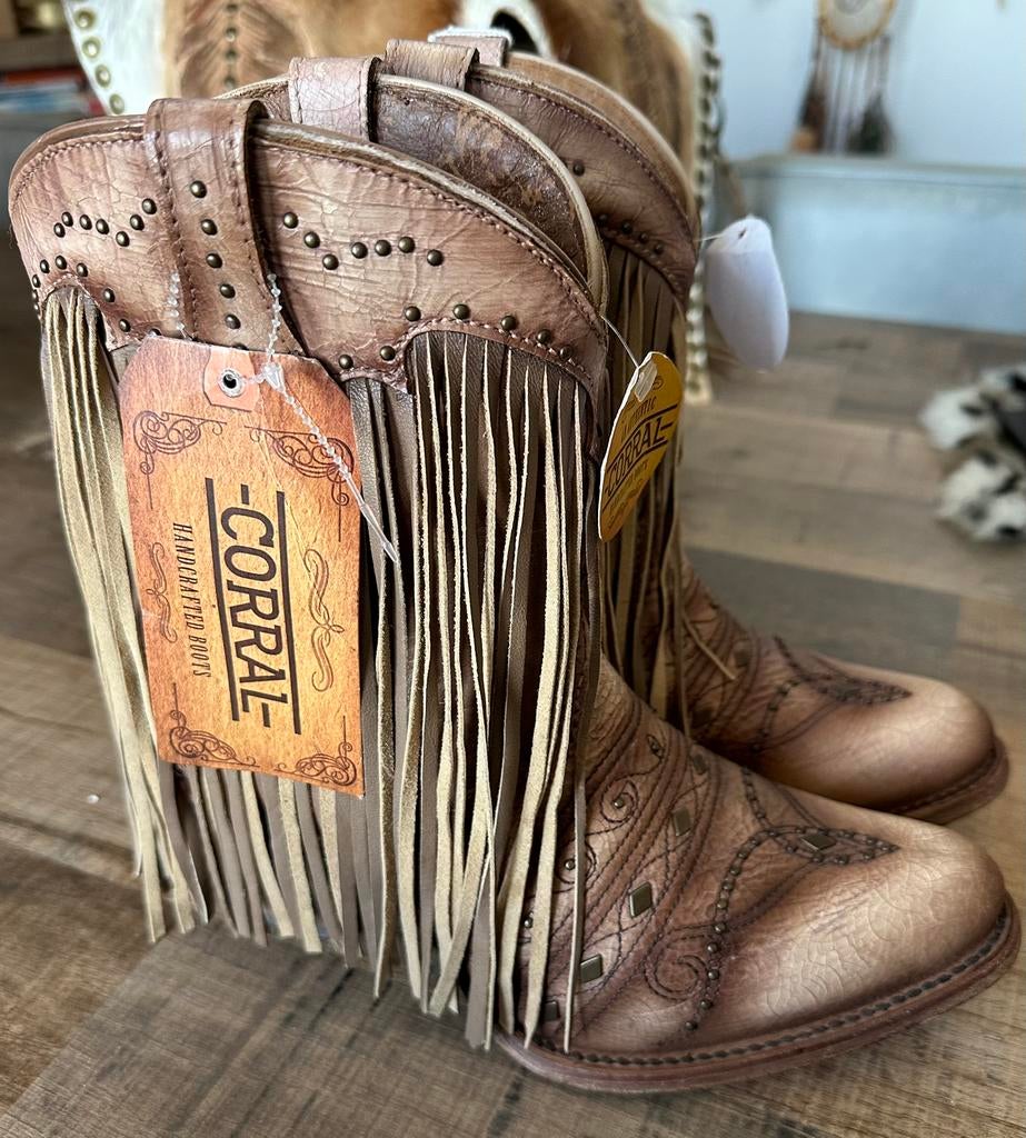 Corral , western franje boots , laarzen maat 39/40, Bruin, Lage of Enkellaarzen, Nieuw, Ophalen of Verzenden