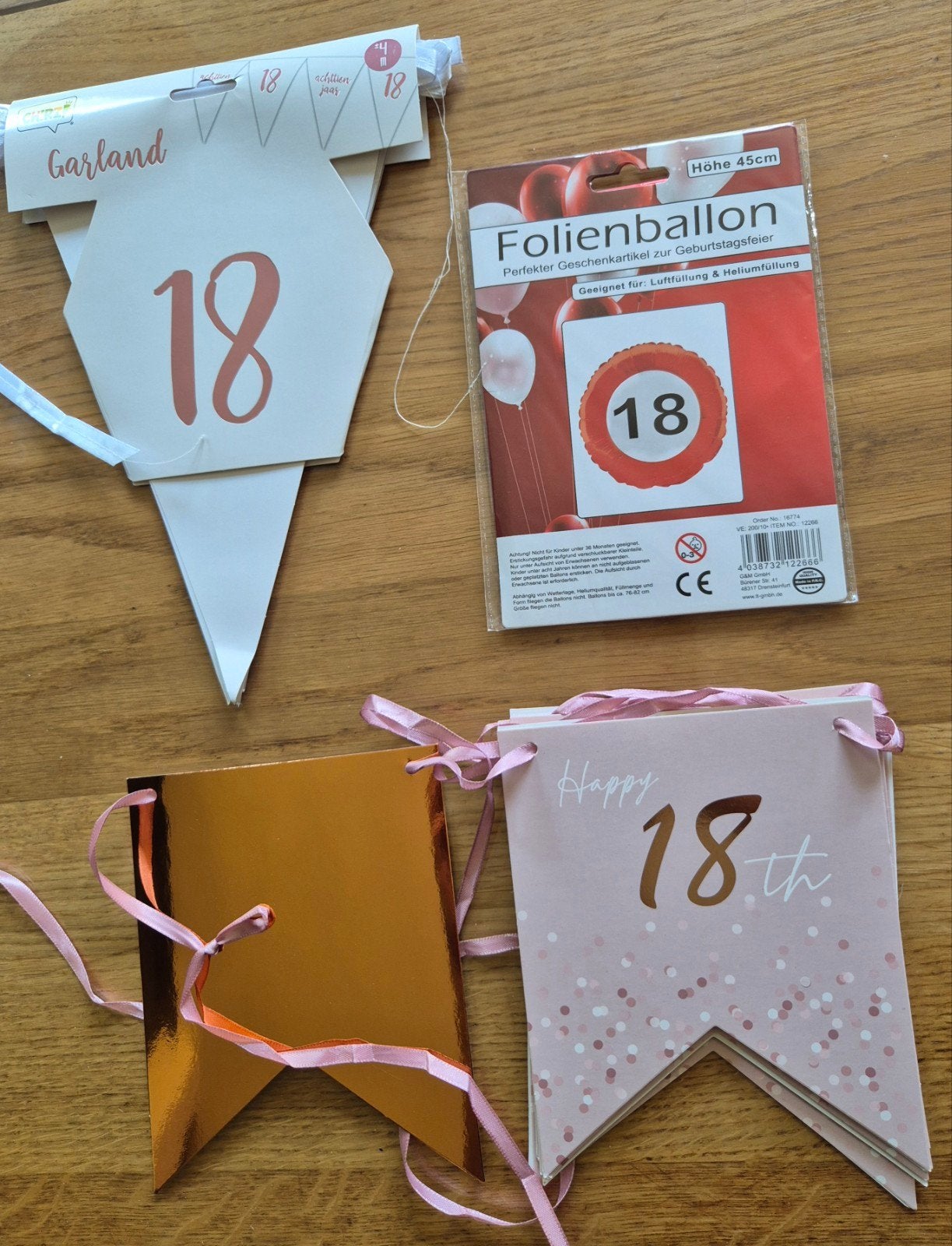 Slingers en opblaasfolieballon 18 jaar, Ophalen of Verzenden