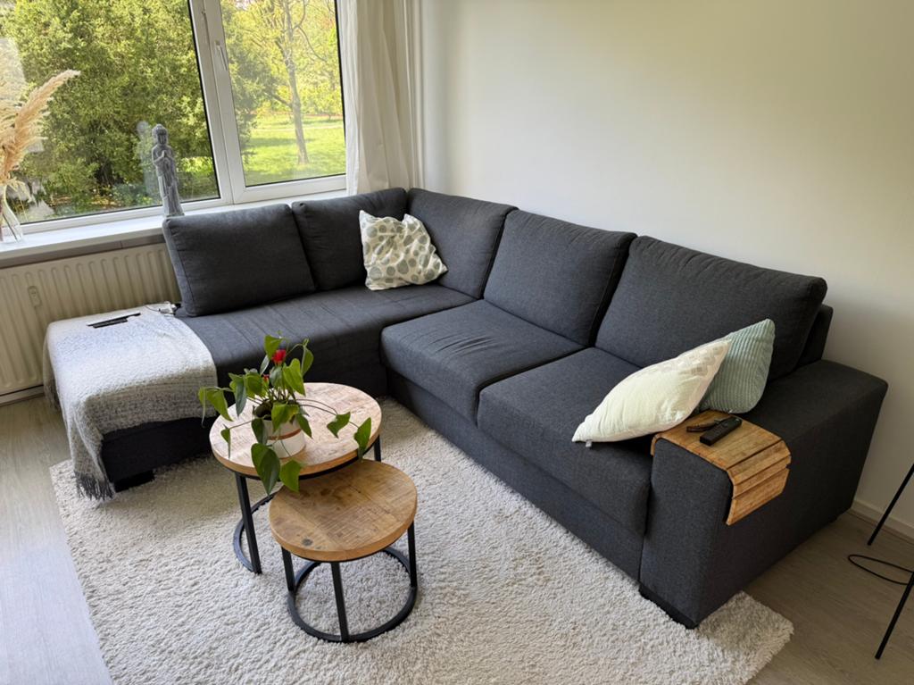 Hoekbank Zitmaxx - loungebank Viborg antraciet, Huis en Inrichting, Banken | Complete zithoeken, Ophalen, Gebruikt, Stof