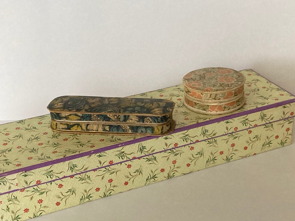 3 Vintage juweliersdoosjes, oude gebloemde sieradendoosjes, Antiek en Kunst, Curiosa en Brocante, Ophalen of Verzenden