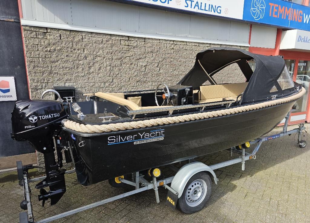 Mooie en zeer luxe Silveryacht 495 met echt teak!, Ophalen, 10 tot 30 pk, Zo goed als nieuw, 3 tot 6 meter