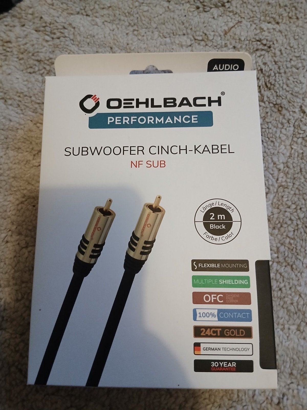 Oehlbach Performance Subwoofer Cinch-kabel NF SUB 2m, Ophalen, Nieuw, 2 tot 5 meter, Overige kabels