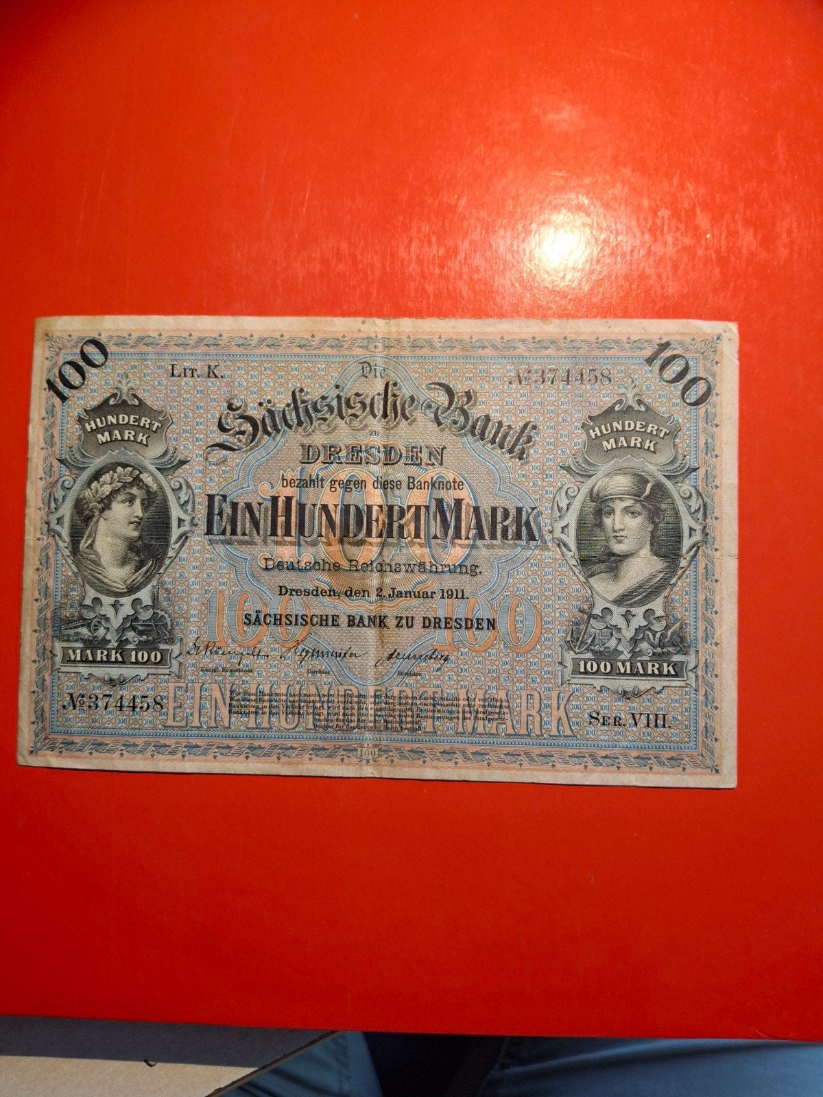 Historisch 100 Mark biljet Dresden, 2 januari 1911, Ophalen of Verzenden