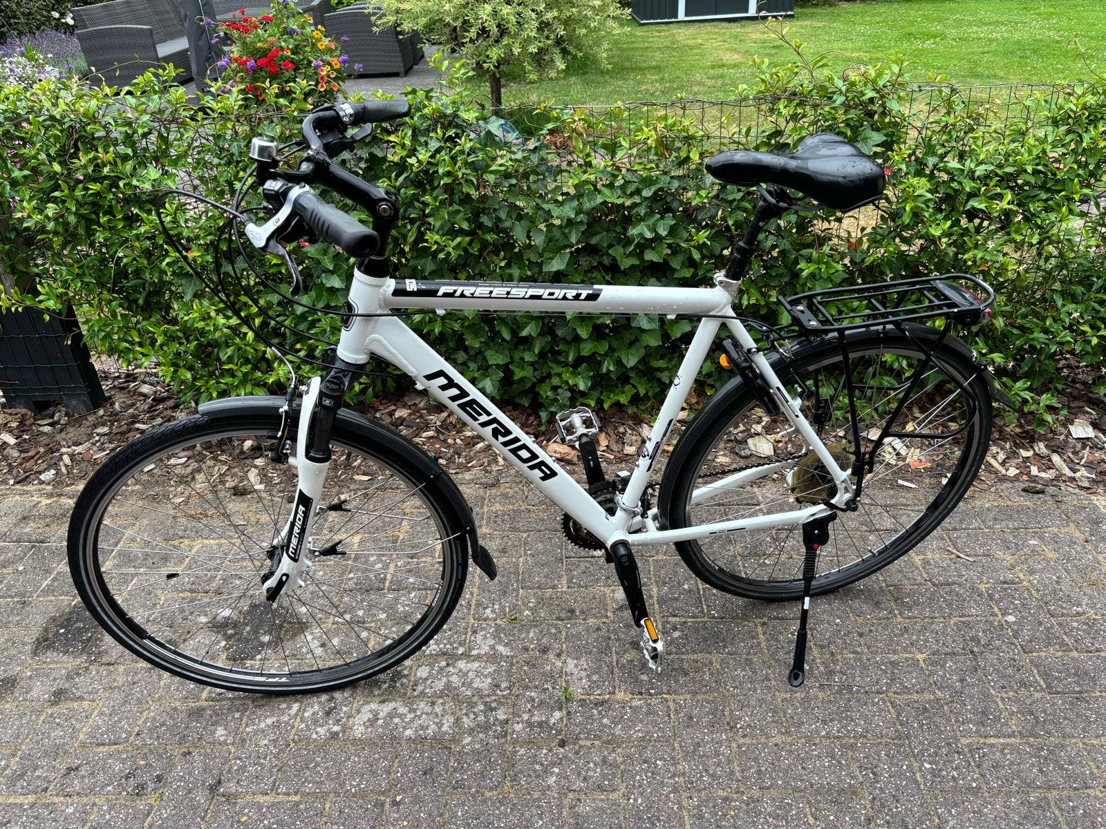 Merida Freesport Heren fiets - Wit, Gebruikt, Velgrem, Versnellingen, 53 tot 57 cm
