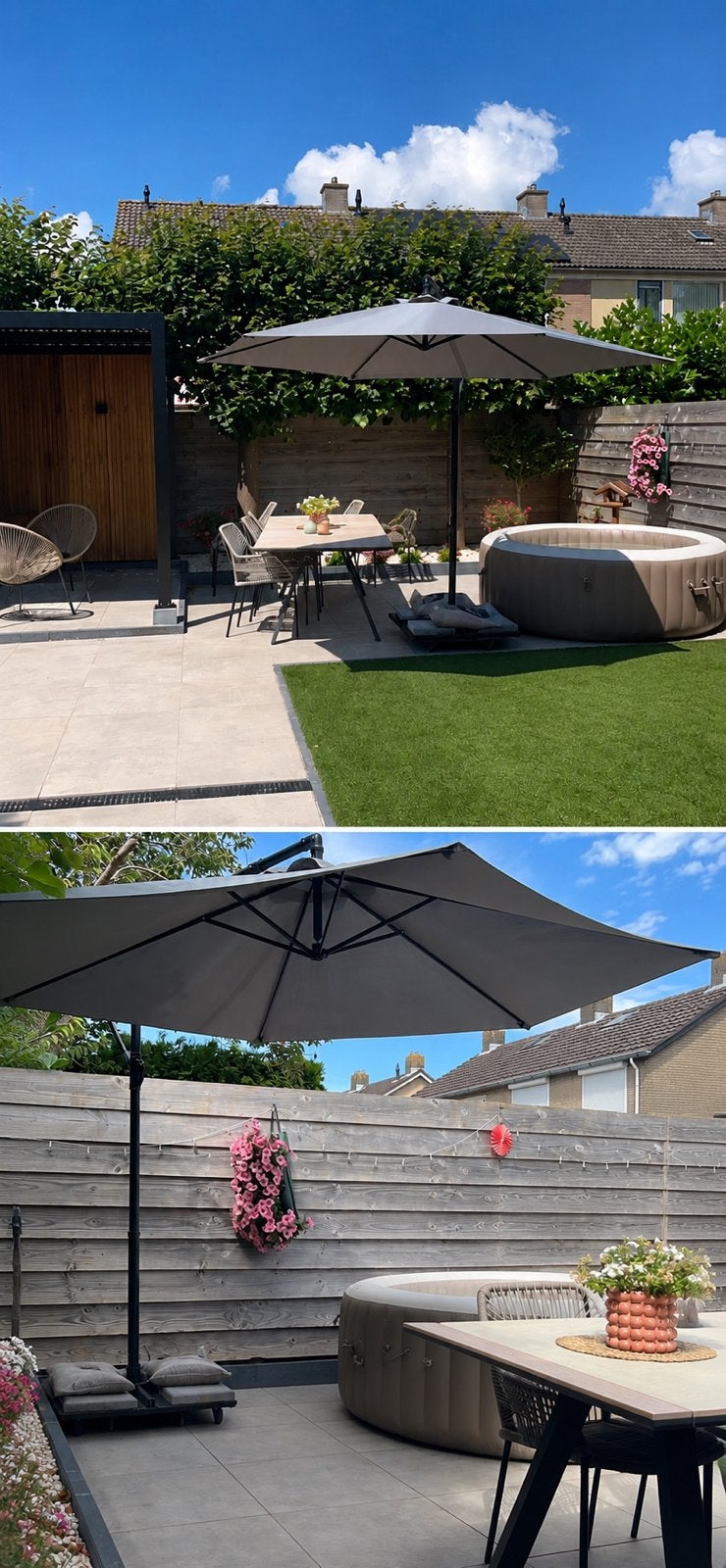 Zeer nette parasol, Tuin en Terras, Parasols, Ophalen, Zo goed als nieuw, Zweefparasol