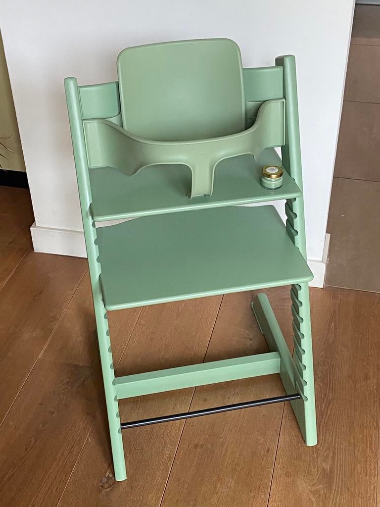 Groene Stokke tripp trapp met Babyset, Kinderen en Baby's, Ophalen, Zo goed als nieuw