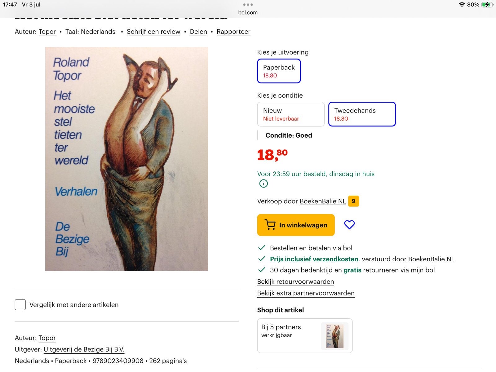 Het mooiste stel tieten ter wereld - Roland Topor, Verzenden, Gelezen, Europa overig
