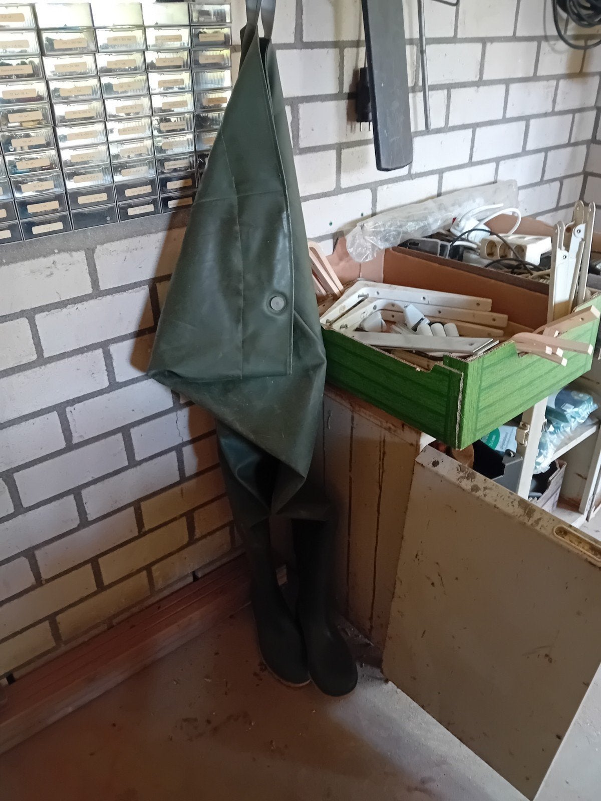 Groene waadbroek met laarzen, Onbekend, Overige maten, Ophalen of Verzenden, Gedragen