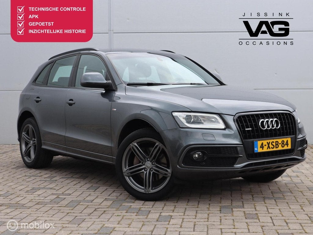 Audi Q5 3.0 TDI quattro Sport LED Leer Trekhaak Uniek 1e eig, Auto's, Audi, Automaat, Euro 5, Gebruikt, Zwart