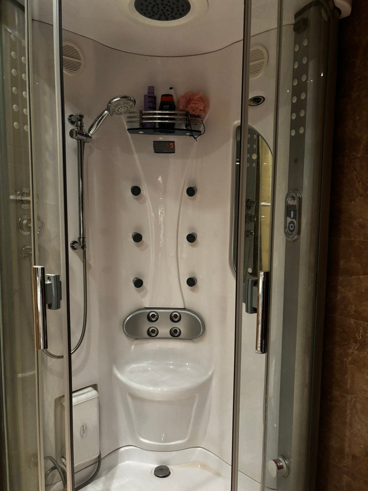 Douchecabine met hydromassage en regendouche, Ophalen, Gebruikt, Chroom, Douche