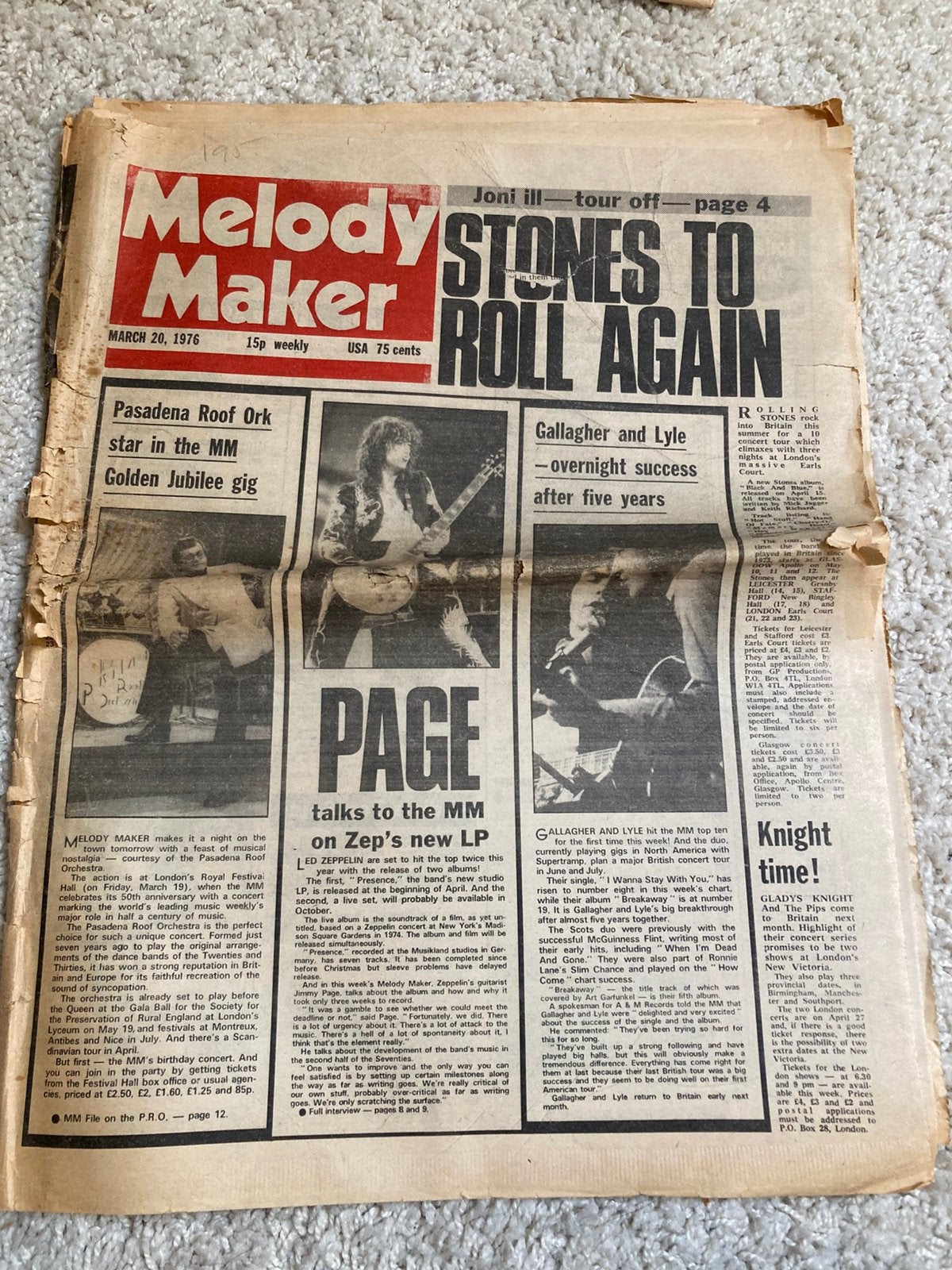 MELODY MAKER 1976 LED ZEPPELIN Deep Purple ROBIN TROWER, Ophalen of Verzenden, Gelezen, Muziek, Film of Tv