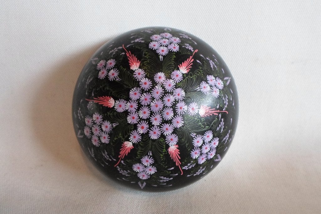 Vintage Lak Doosje Paarse Bloemen, Ophalen of Verzenden