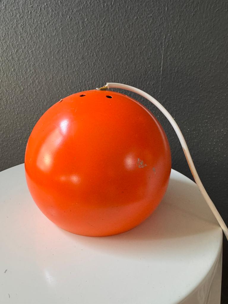 Oranje vintage “eyeball” hanglamp oranje, Ophalen of Verzenden, Zo goed als nieuw, Metaal