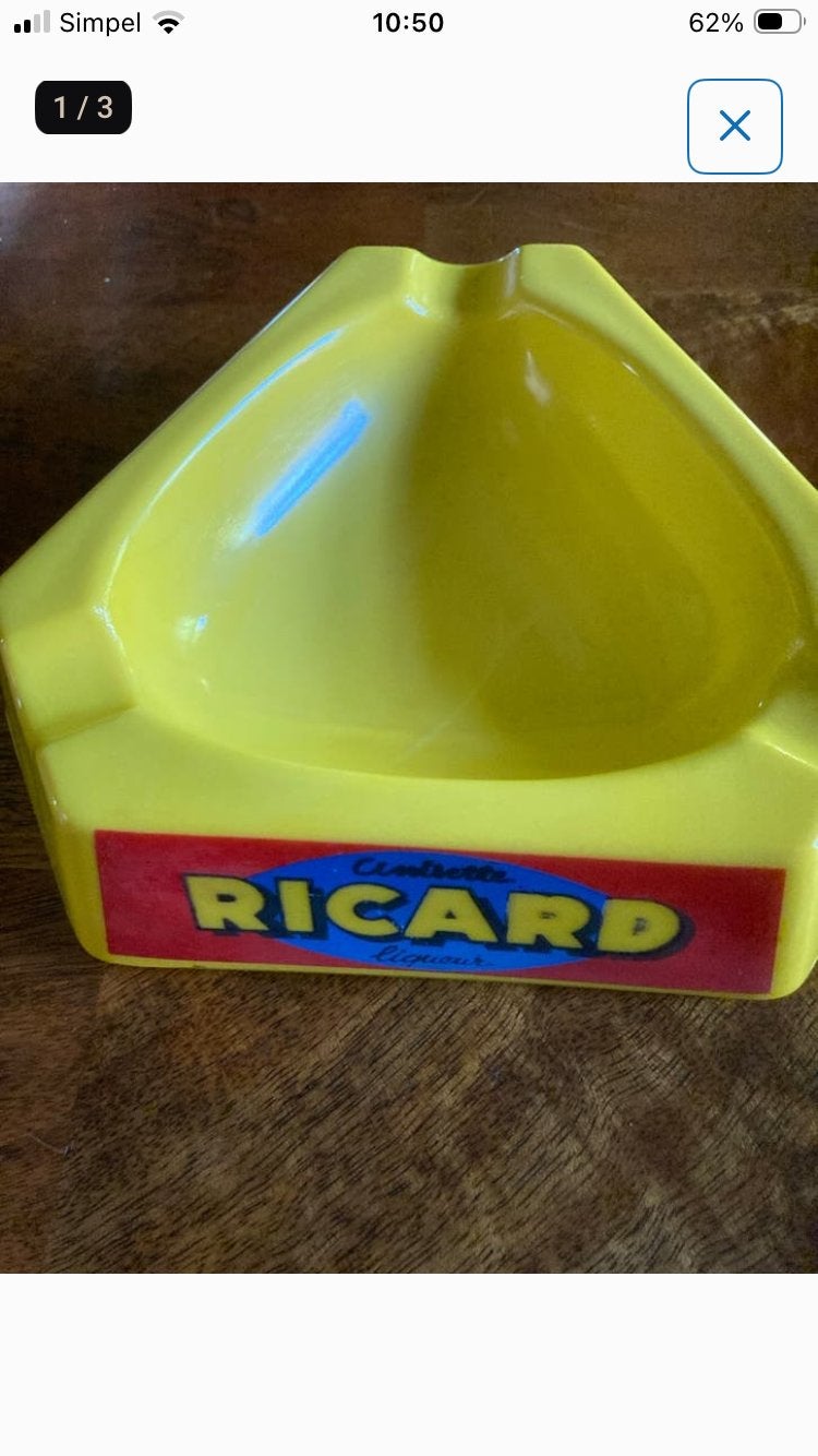 Vintage Ricard Opaline Glazen Asbak - Made in France, Ophalen of Verzenden, Gebruikt