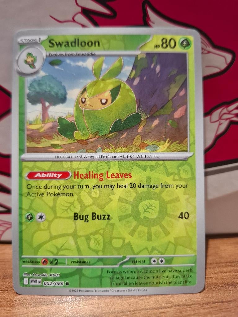 Pokemon Swadloon 002/086 reverse holo, Ophalen of Verzenden, Nieuw, Losse kaart