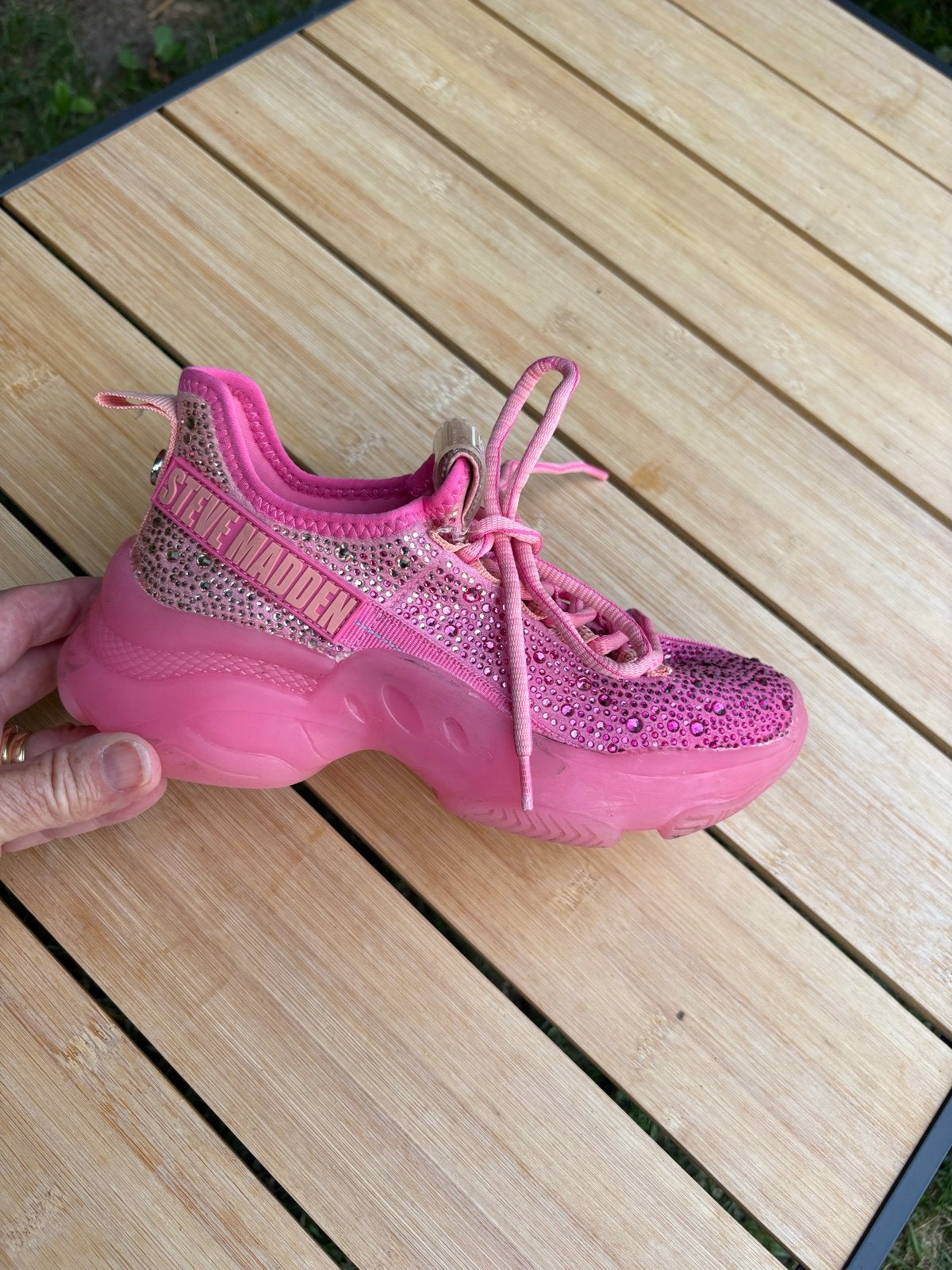 Steve Madden Roze Glitter Sneakers maat 33, Ophalen, Meisje, Sportschoenen, Zo goed als nieuw