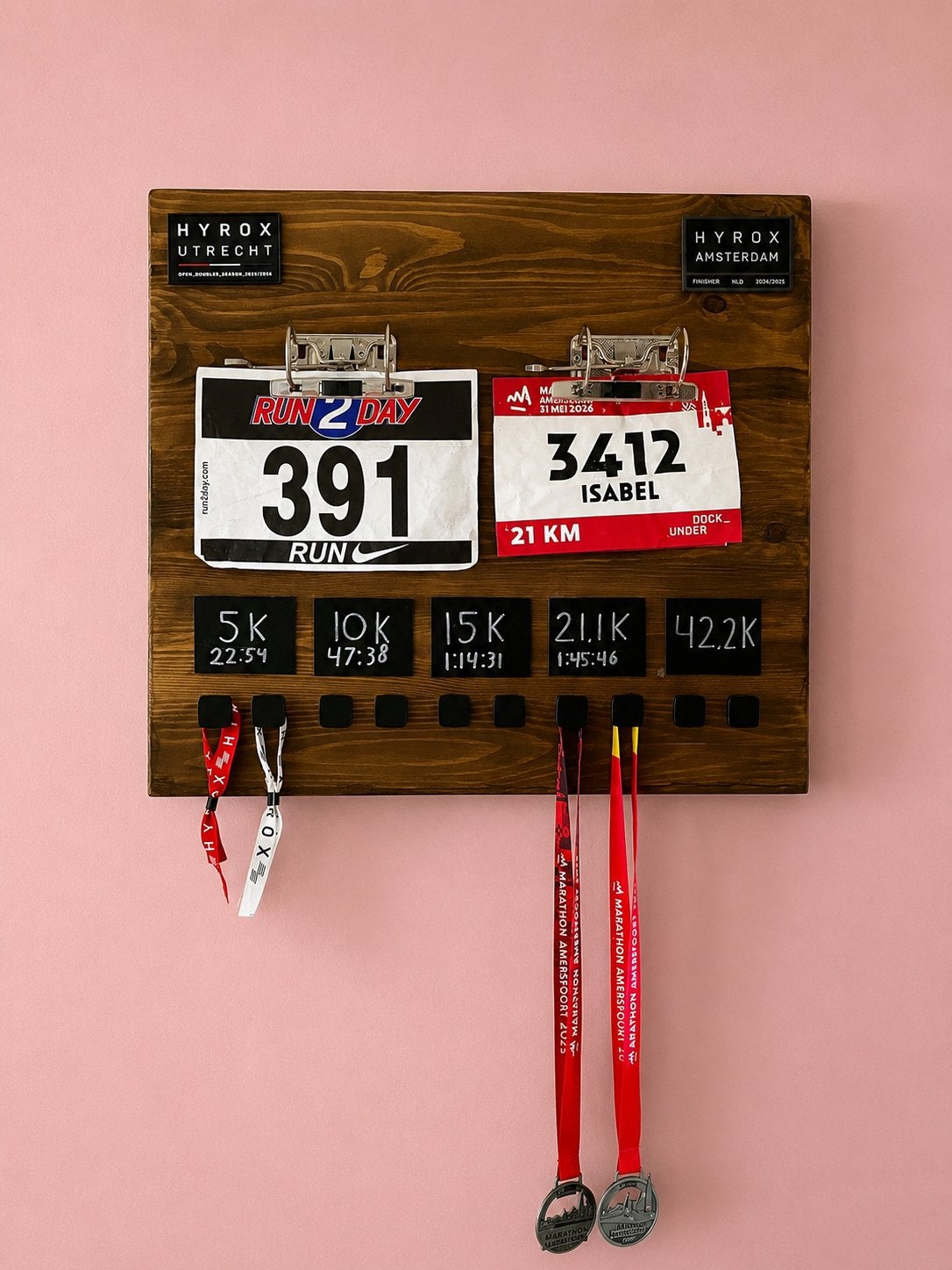 medaillehouder met startnummerhouder Hardlopen,Hyrox, Ophalen of Verzenden, Nieuw