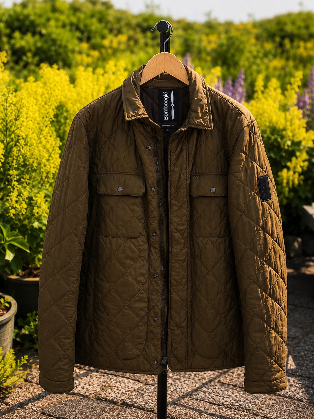 Bomboogie quilted groene zomerjas, maat S, Kleding | Heren, Jassen | Zomer, Ophalen of Verzenden, Zo goed als nieuw, Maat 46 (S) of kleiner