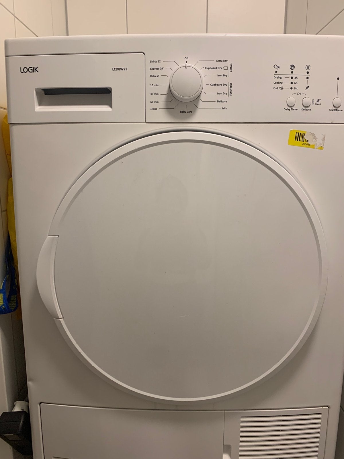 Logik LCD8W22 Droger - Gebruikt, Ophalen, 6 tot 8 kg, Gebruikt, Overige typen