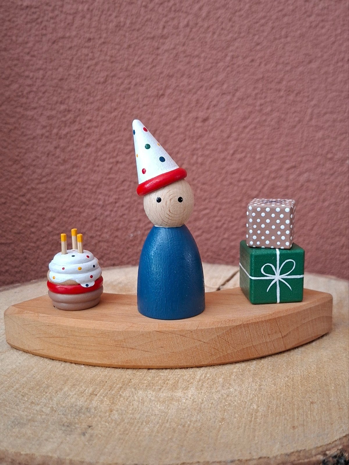 Verjaardagssetje peg dolls, Ophalen of Verzenden, Poppenhuis