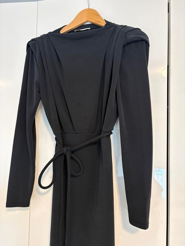 Donker bauwe jurk met ceintuurtje ., Ophalen of Verzenden, Zo goed als nieuw, Maat 34 (XS) of kleiner