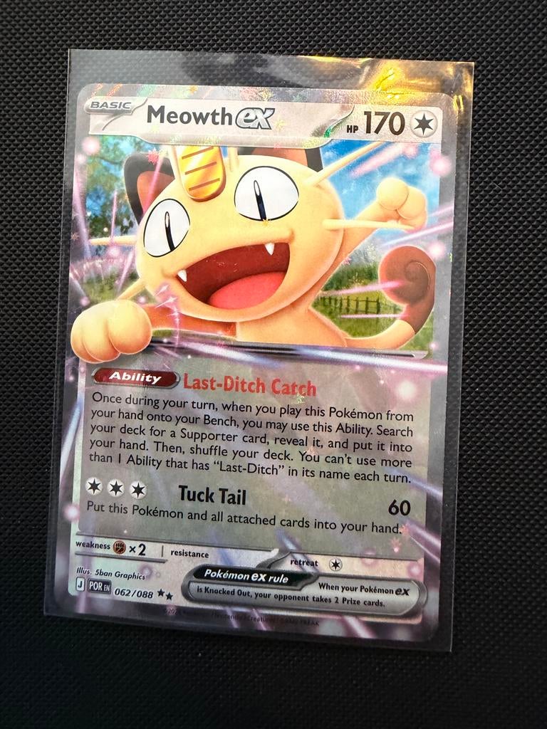 Meowth EX Pokémon Kaart - POR EN 062/088, Ophalen, Zo goed als nieuw, Losse kaart