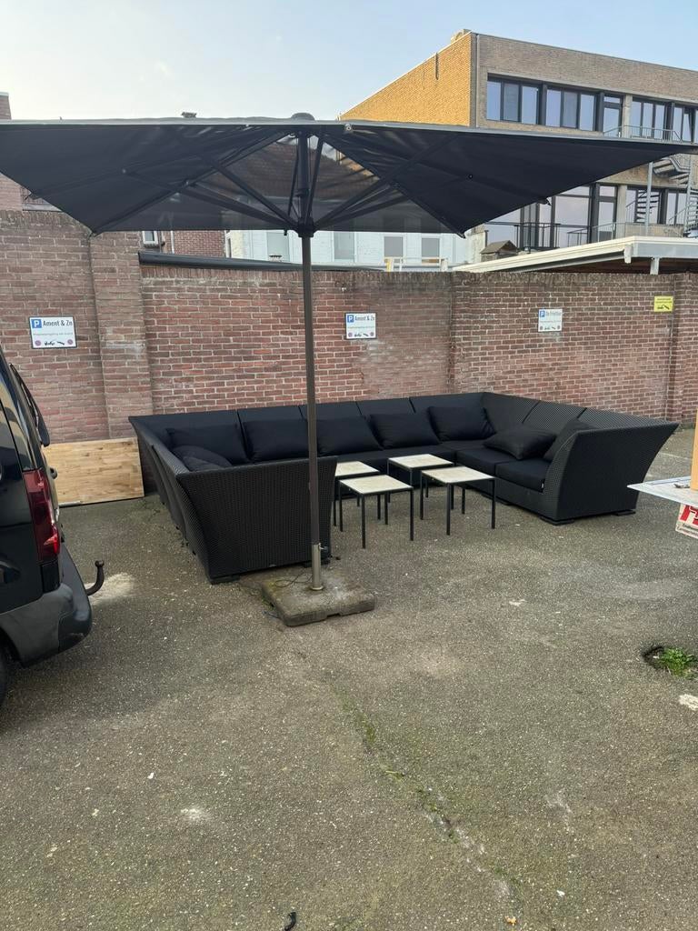 Borek tuinset incl kussens + parasol, Tuin en Terras, Tuinsets en Loungesets, Zo goed als nieuw, Ophalen