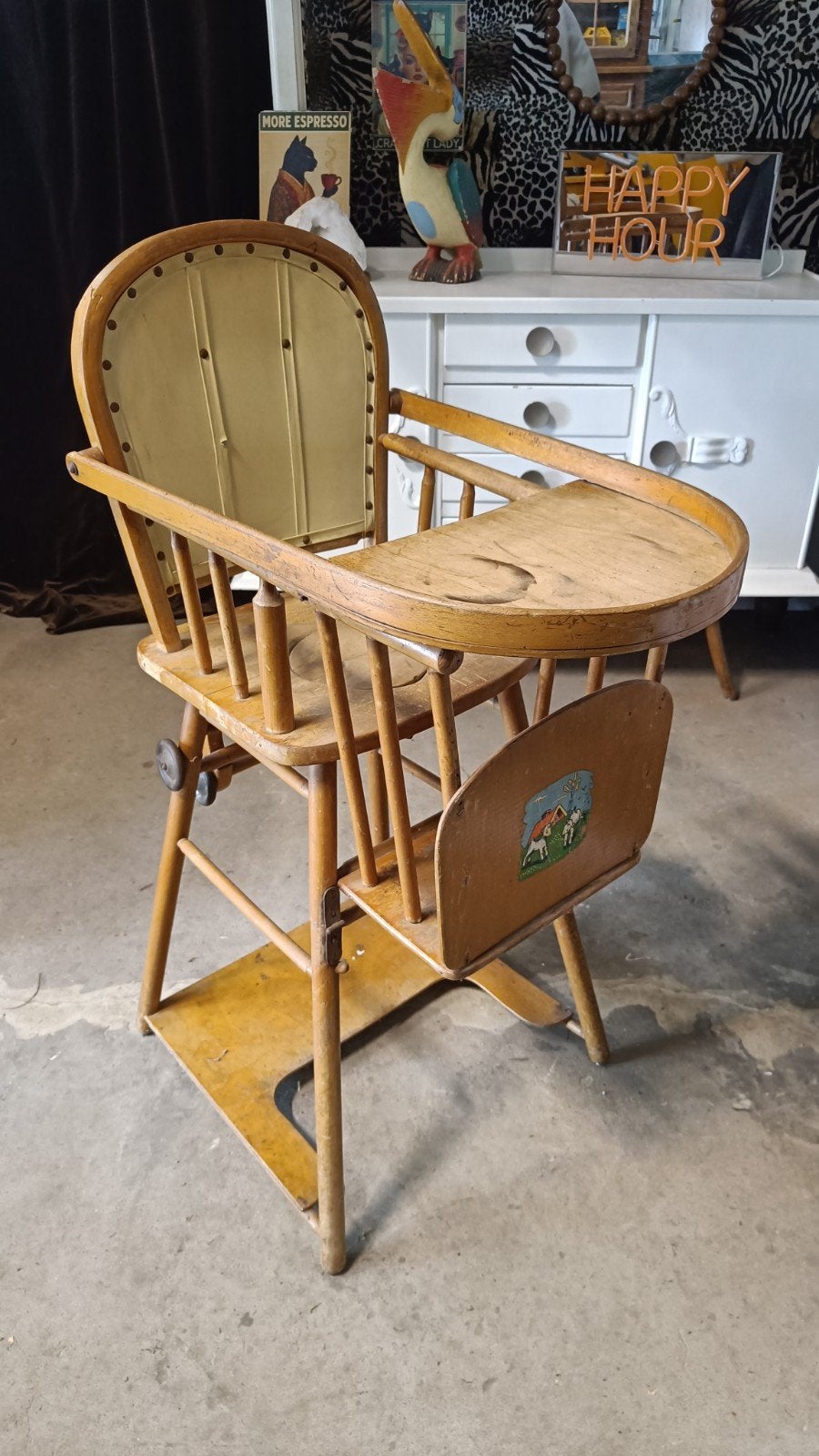 Vintage Kinderstoel hout antieke peuterstoel, Ophalen