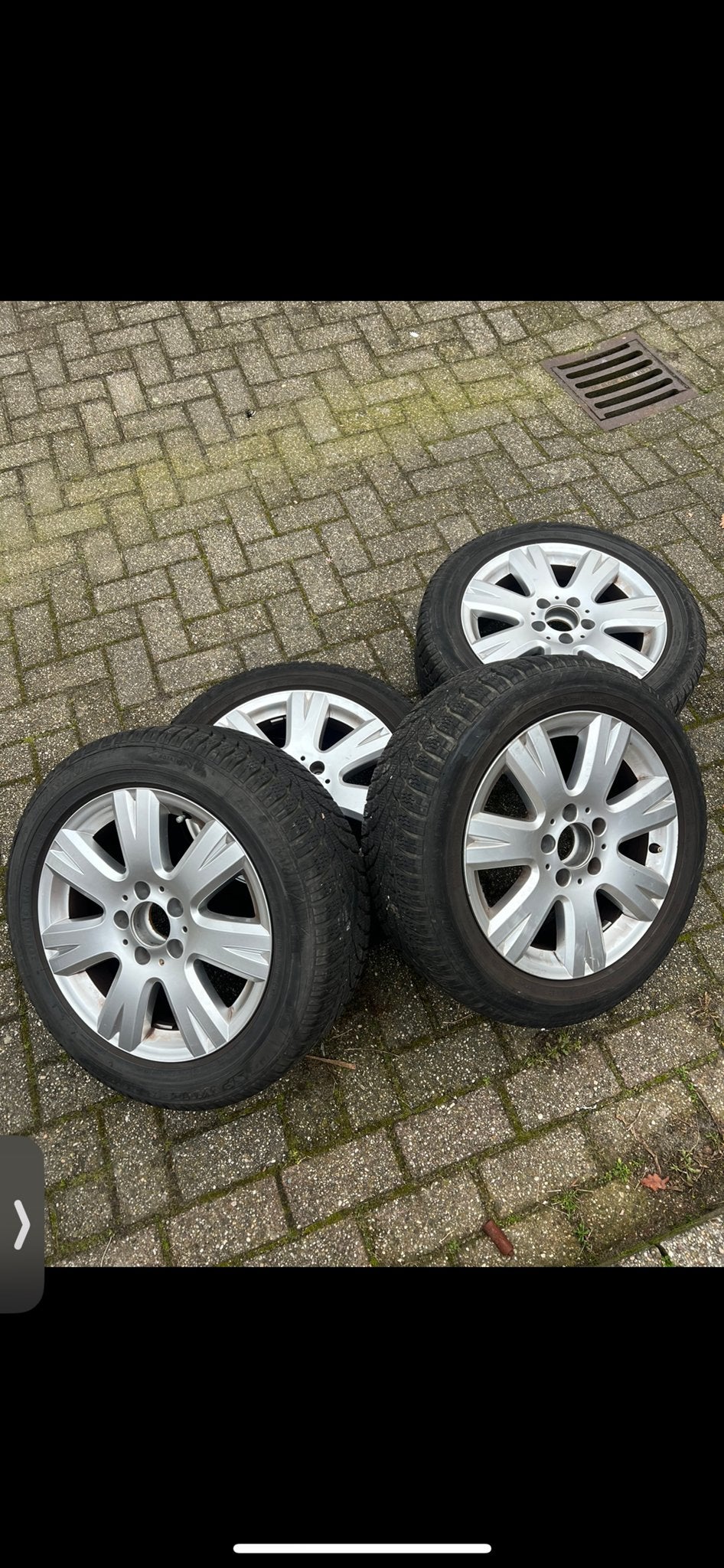 Winterbanden met Velgen voor Mercedes W204 C-Klasse, Gebruikt, 16 inch, Banden en Velgen, Personenwagen
