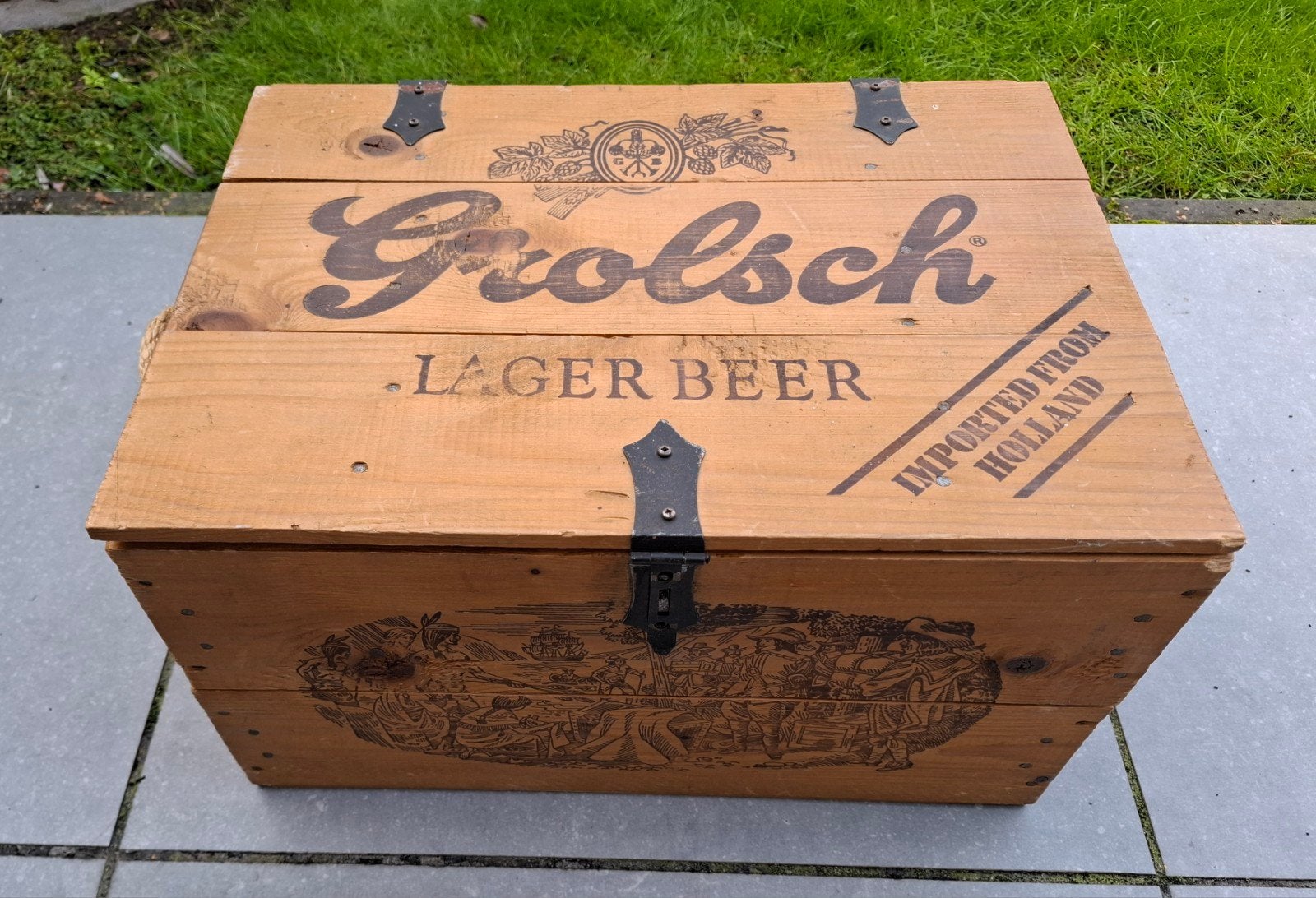 Vintage Grolsch Houten Kist - Decoratieve Opbergkist, Ophalen