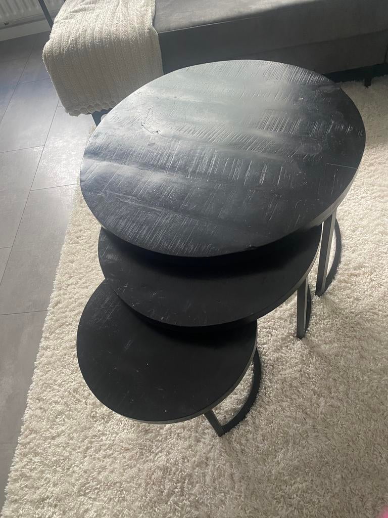 Mangohout zwart salontafel, 100 tot 150 cm, Zo goed als nieuw, Minder dan 50 cm, Rechthoekig