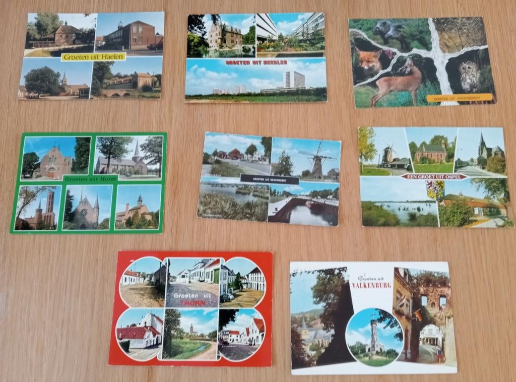8 gelopen ansichtkaarten met de groeten uit Limburg., Ophalen of Verzenden, 1960 tot 1980, Gelopen, Limburg