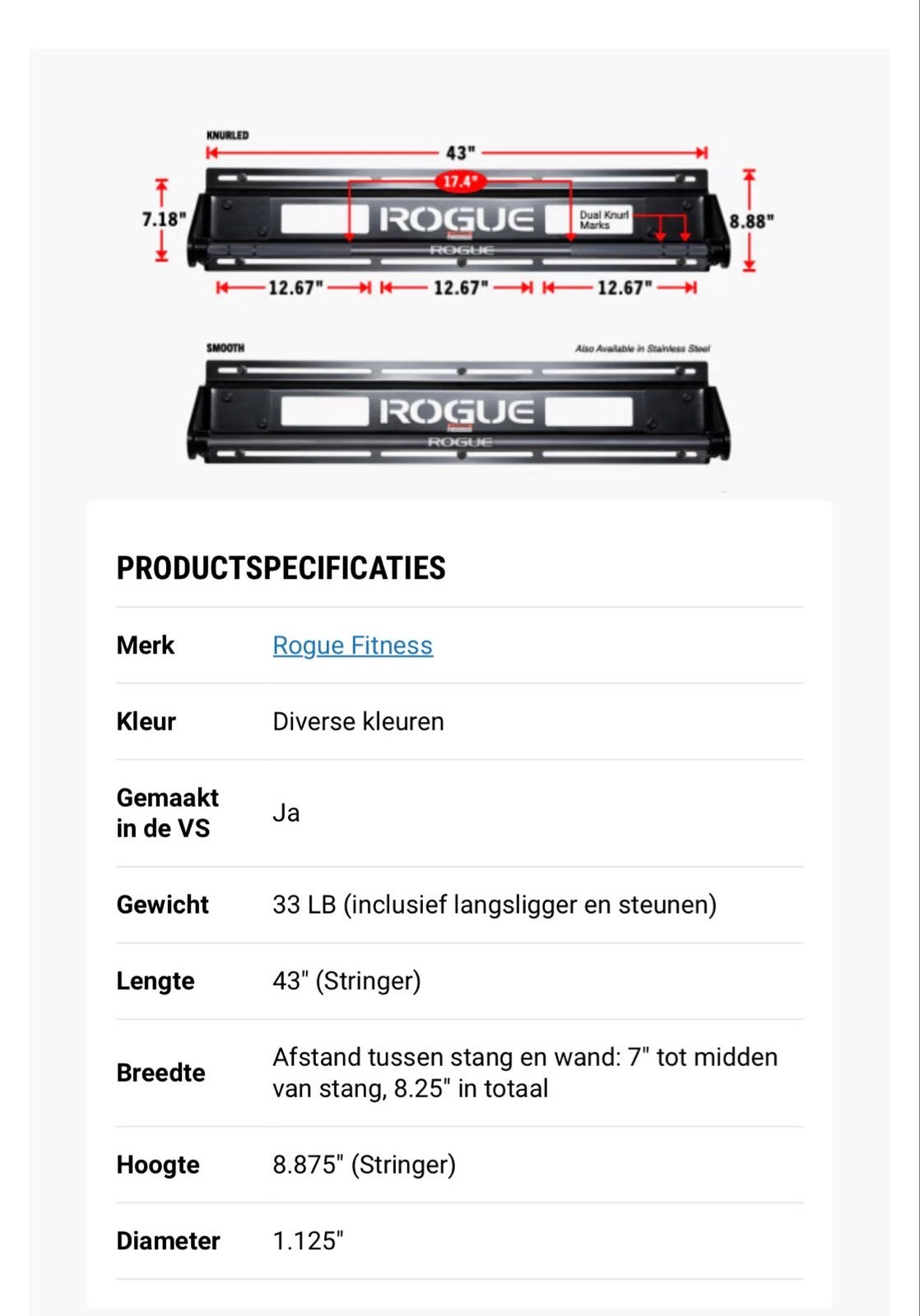 Rogue Jammer Pull-Up Bar - Oprekstang voor thuisgym, Ophalen of Verzenden, Nieuw, Armen, Oprekstang