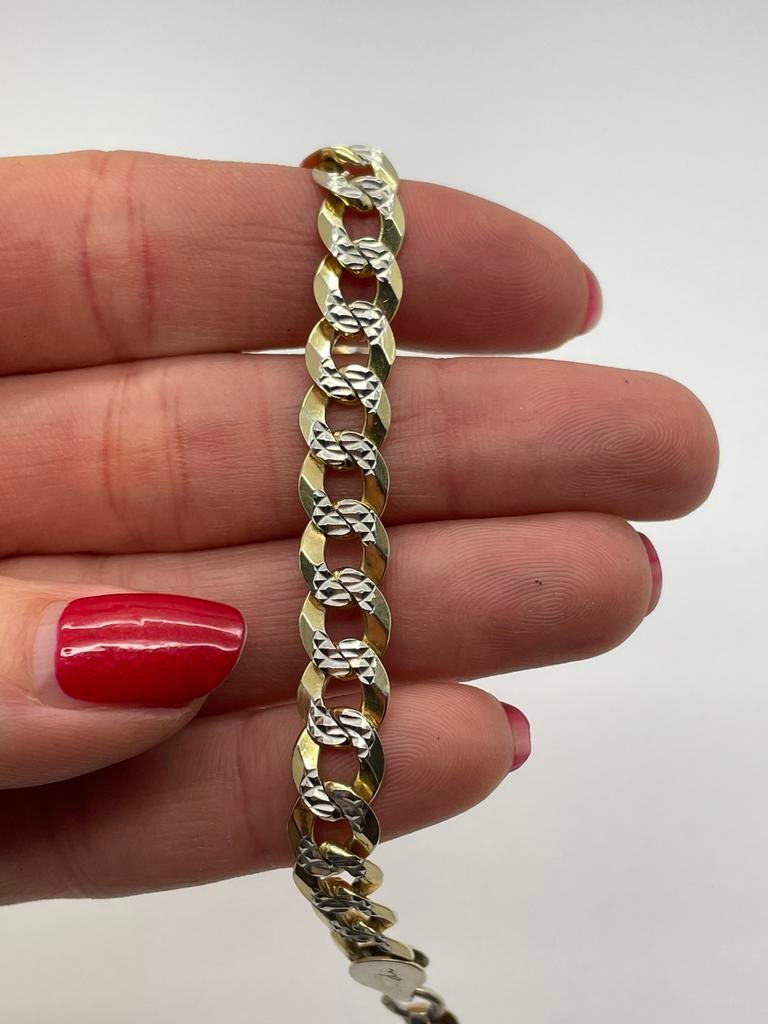D293 Prachtige zilveren Cuban link armband bicolor, Sieraden, Tassen en Uiterlijk, Ophalen of Verzenden, X, Goud, Zilver
