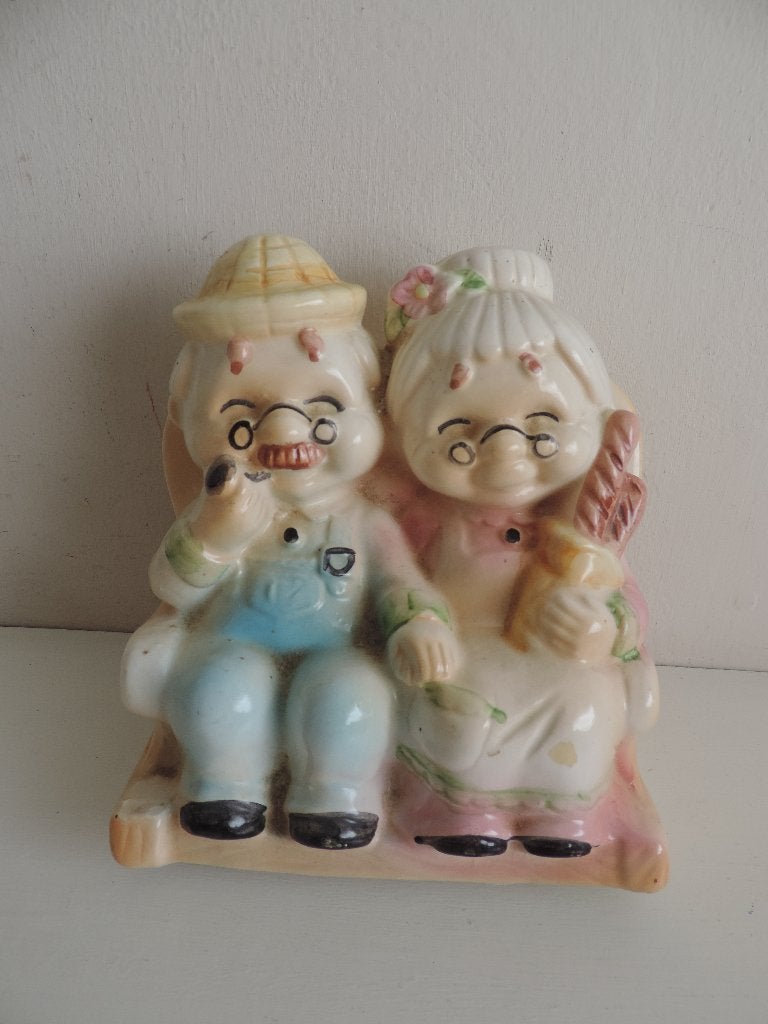 vintage spaarpot opa en oma, Ophalen of Verzenden, Gebruikt, Steen, Aardewerk of Keramiek, Overige thema's