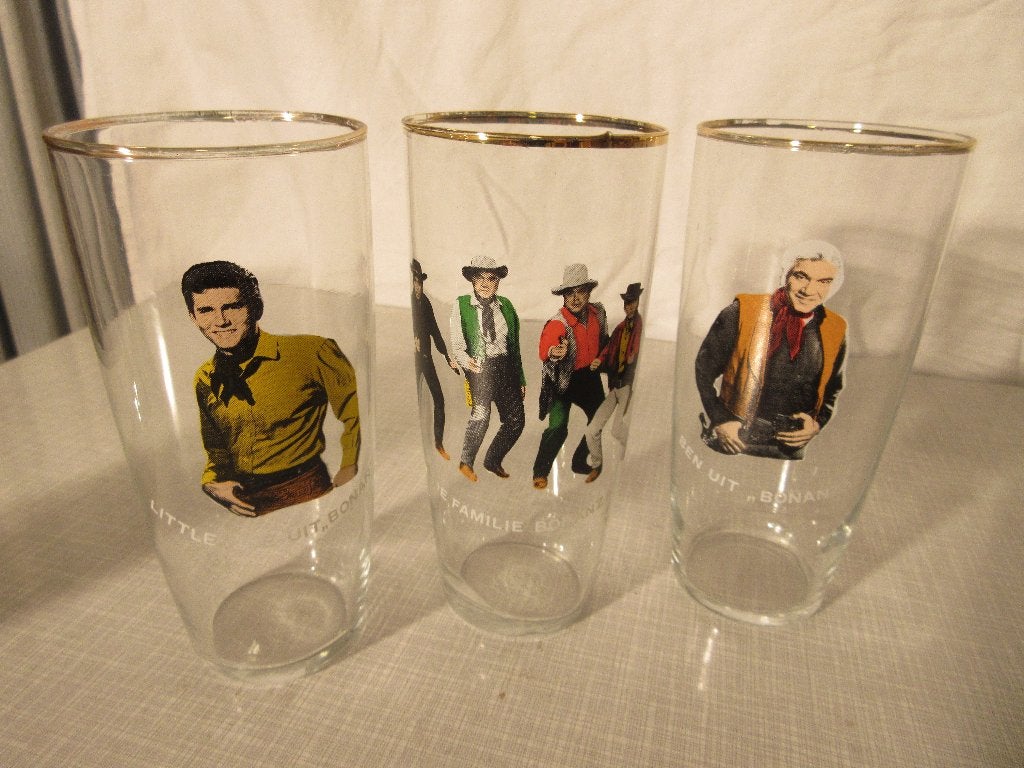 Vintage Bonanza glazen, Ophalen of Verzenden, Zo goed als nieuw, Bierglas
