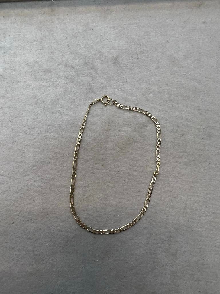 9k Gouden Figaro Armband - 19cm, Ophalen of Verzenden, Zo goed als nieuw, Goud