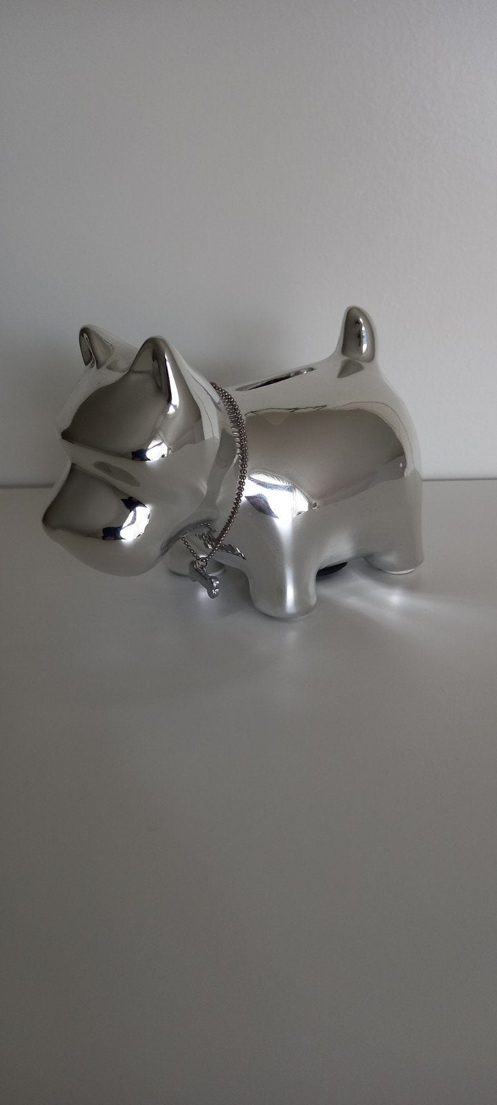 Zilveren hond spaarpot, Ophalen of Verzenden, Zo goed als nieuw, Steen, Aardewerk of Keramiek, Dier