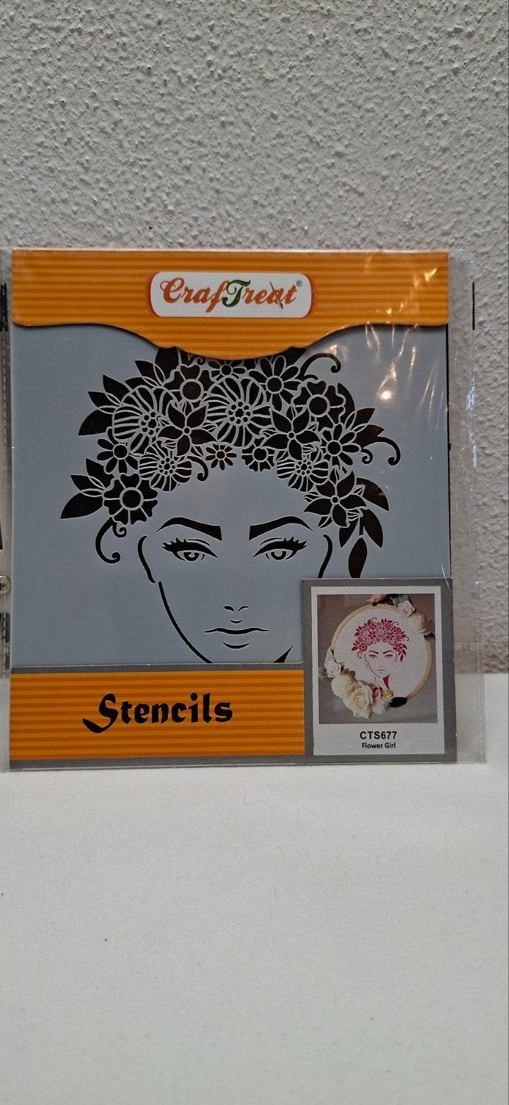 CrafTreat Flower Girl Stencil CTS677 - Herbruikbaar 15x15 cm, Overige thema's, Overige typen, Nieuw, Ophalen of Verzenden